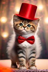 Kattekilling med rød butterfly og høj hat på scene 2 lowres